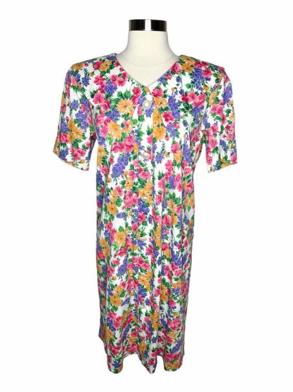 Vintage 80’s Champagne West Floral Cottagecore Dress - Size 10